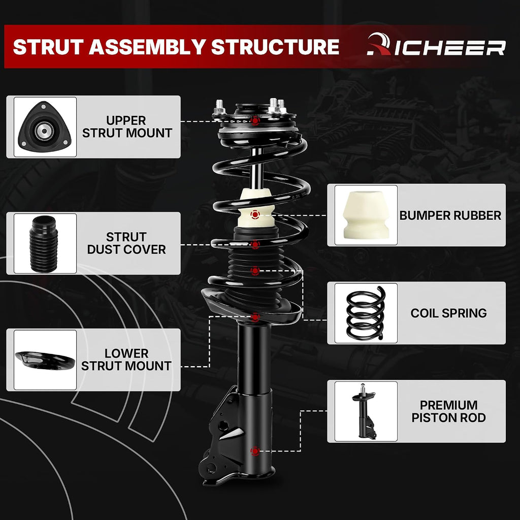 Richeer Front and Rear 4 PCS Strut Shock Assembly Fits 2006-2011 Civic