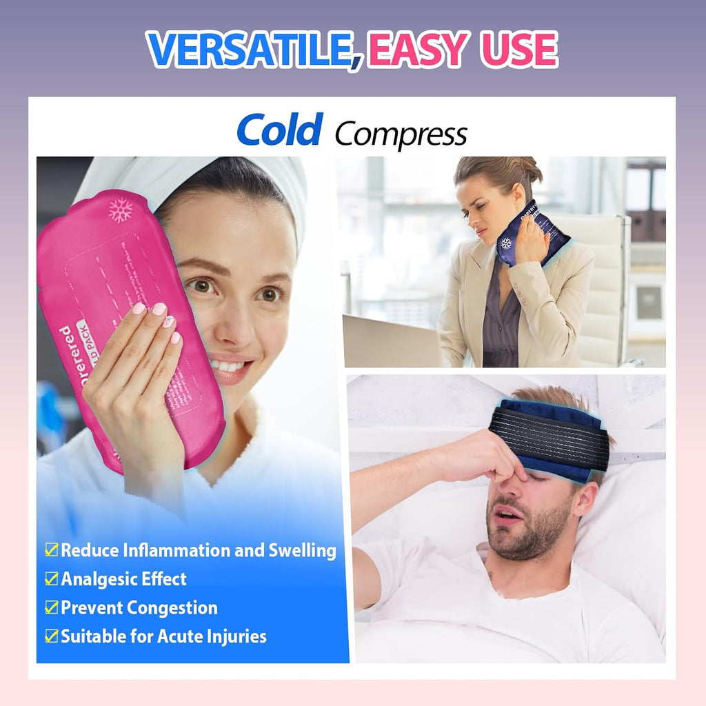 Ice Packs for Injuries Reusable, 3-Piece Set Soft Cold Gel Packs
