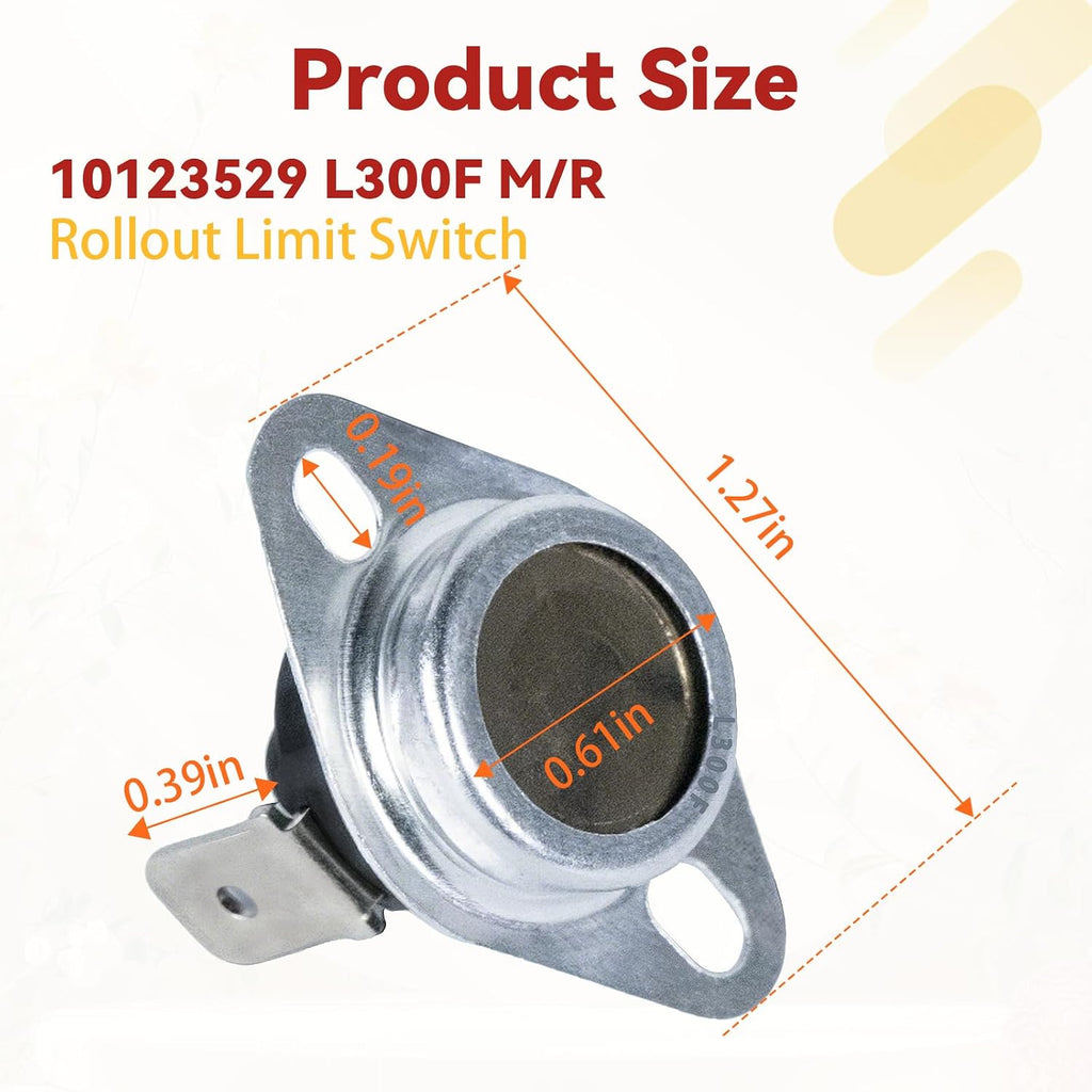 10123529 M/R Rollout Limit Switch L300F - Manual Reset Limit Switch Compatible with Goodman-Amana HVAC Equipment, Fits Models HQ1013102TD 1150544 1320439 1320441 1320442