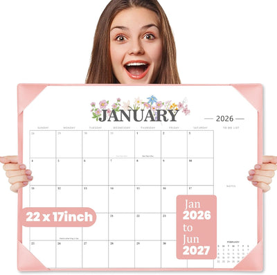 Desk Calendar 2026-2027 - 18 Month Desktop Calendars (Jan 2026–Jun 2027),Large 22x17 Monthly Calendar with Home &