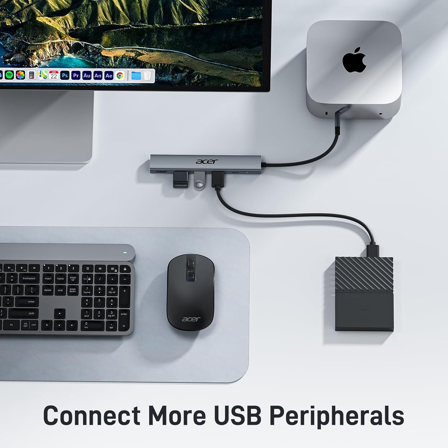 5 in 1 USB C Hub with 4K HDMI, 100W Power Delivery, 3 USB A Data Ports, USB C to HDMI Multiport Adapter for Laptop