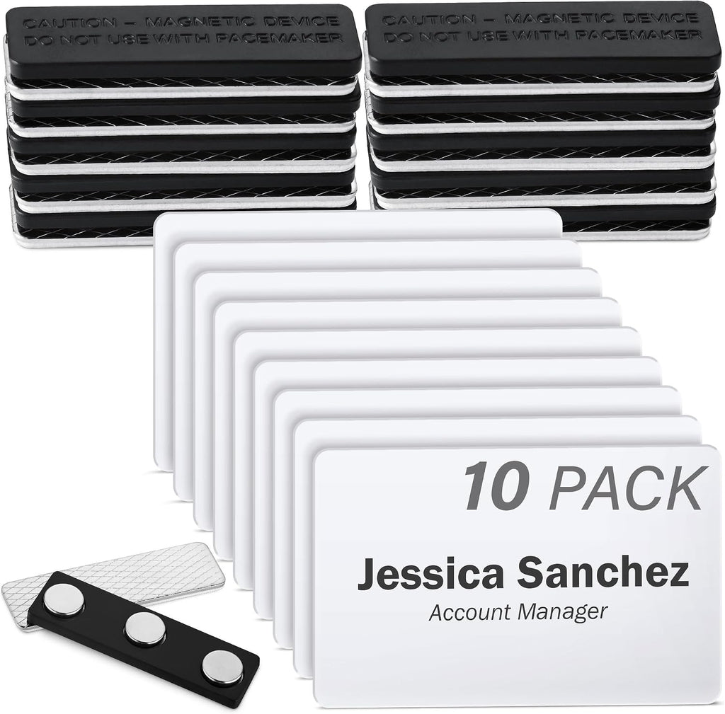 3x2 Clear Magnetic Name Tag Holders w/Customizable Paper Inserts - 10 PK | Mifflin-USA transparent acrylic name card