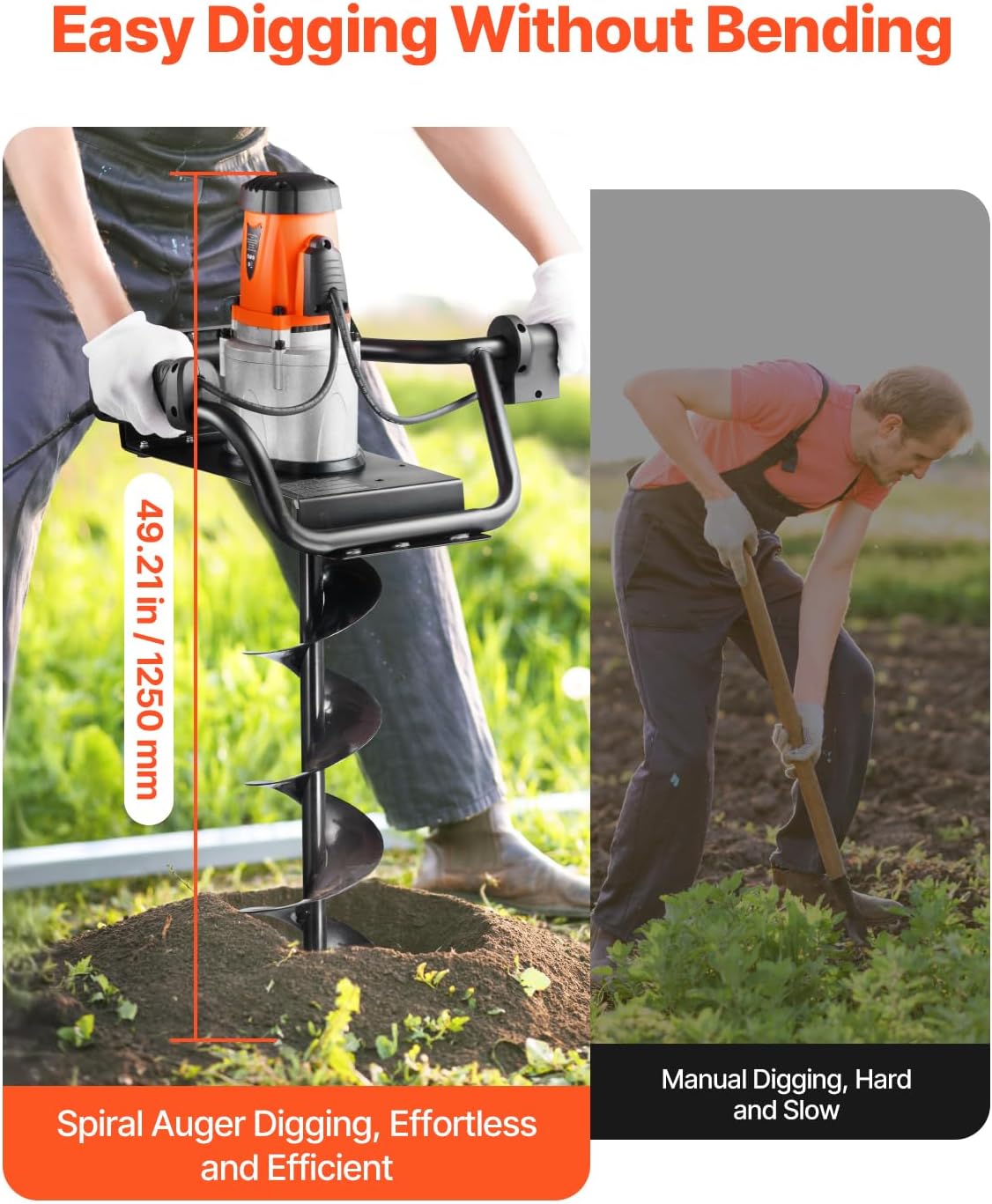 Electric Post Hole Digger 1500W 140 RPM with 5.71 in Steel Auger Bit | for Post Hole Digging, Drilling and Tree