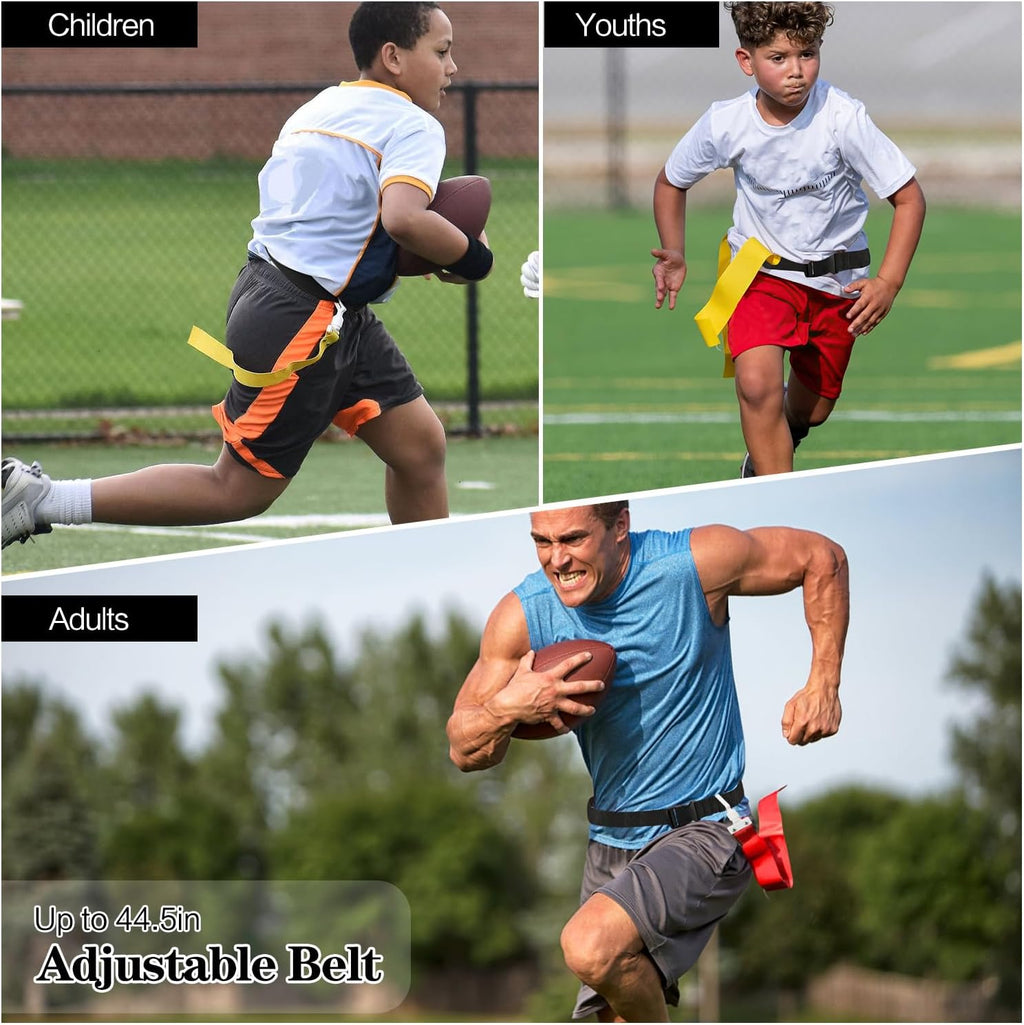 Adjustable Flag Football Belt Set, with Belt and Flags, for Youths, Adults