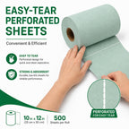 Cleanroom Wipes Roll, 10x12" 500 Sheets Green, Cellulose Polyester
