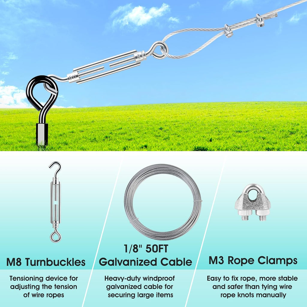 Ground Anchors Heavy Duty Shed Anchors Kit Mobile Home Anchor, 4x15in | Trampoline Anchors with 1/8" Galvanized Cable