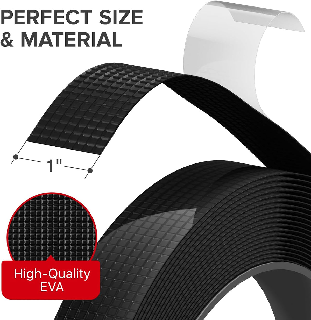 Rubber Grip Tape - 1" x 12' Non-Abrasive Grip Roll