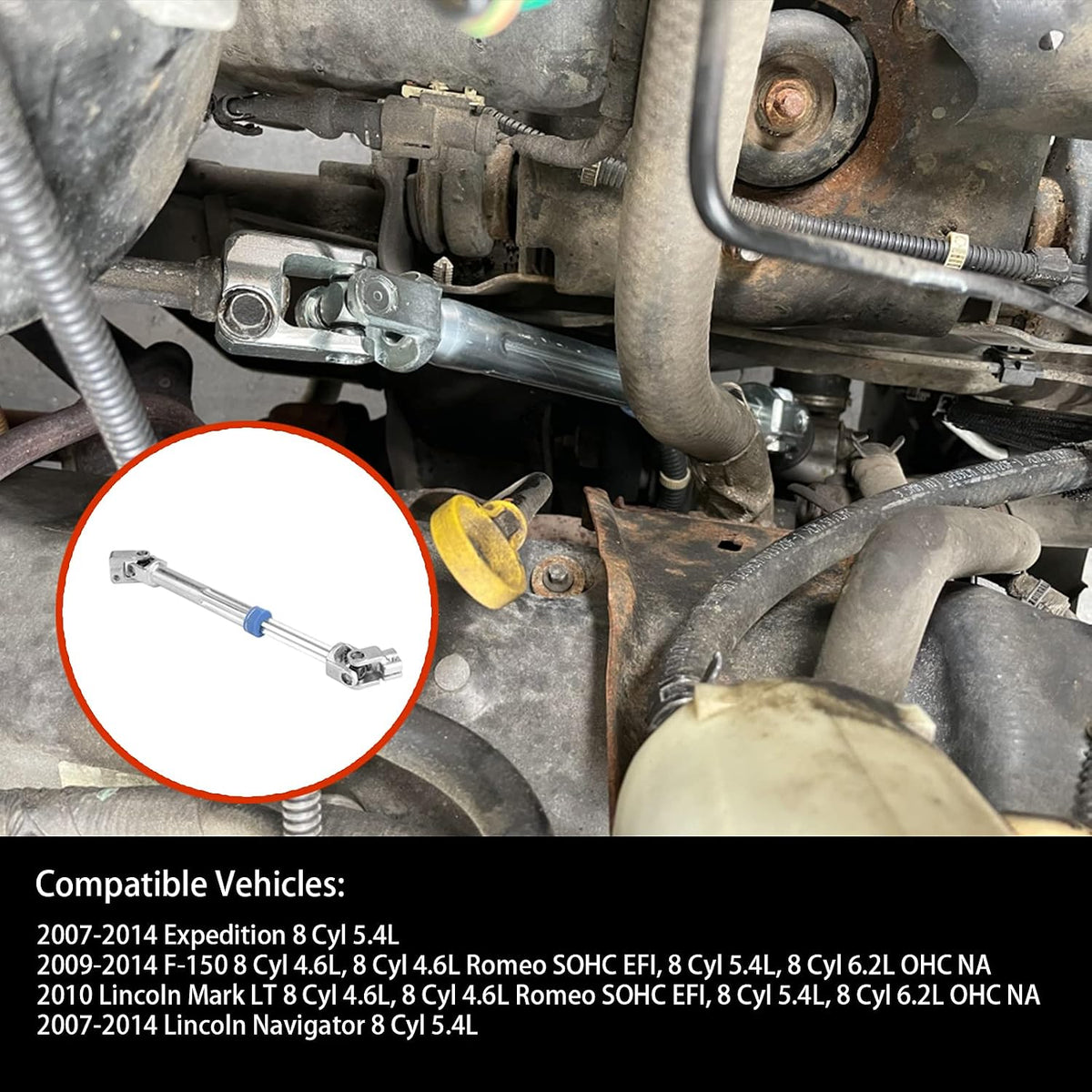 Steering Column Lower Intermediate Steering Shaft with U-Joint Coupler Compatible with 2009-2014 Ford F-150 2007-2014 Ford Expedition Lincoln Navigator Replacement# 8L1Z-3B676-A 8L1Z3B676A
