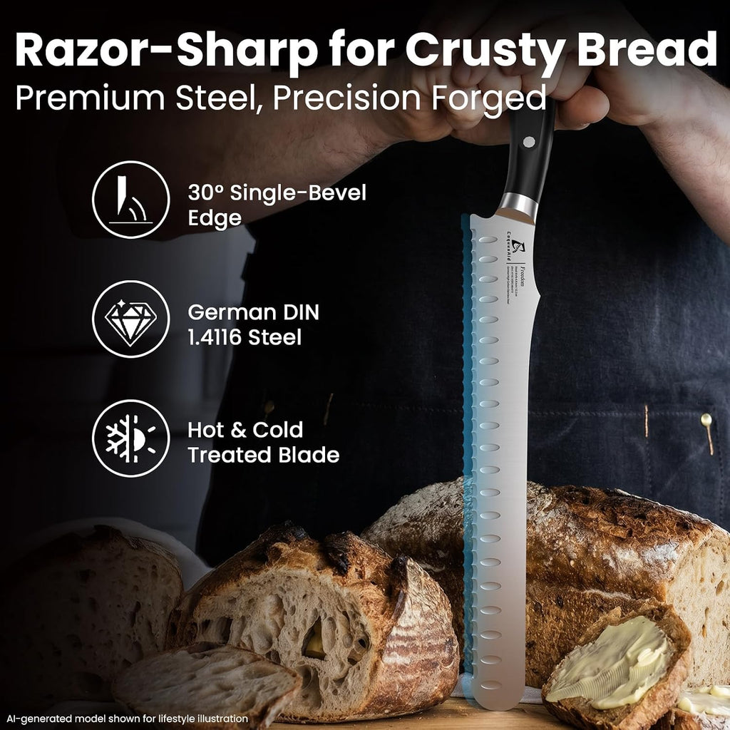 Resharpenable Bread Knife for Homemade Bread, 10.6'' Bread Slicer