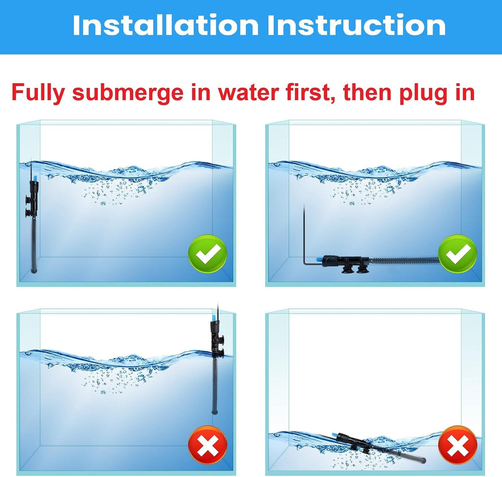 Aquarium Heater, 200W Fish Tank Heater, Adjustable Submersible Water Thermostat with Digital Thermometer