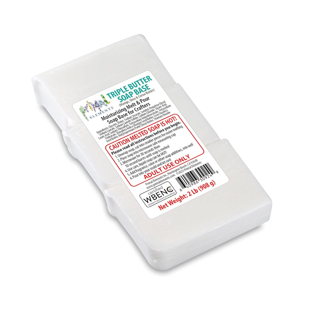 Triple Butter Soap - Moisturizing Melt and Pour Glycerin Soap Base for Crafting and Soap Making, Easy to Cut - 2 Pound