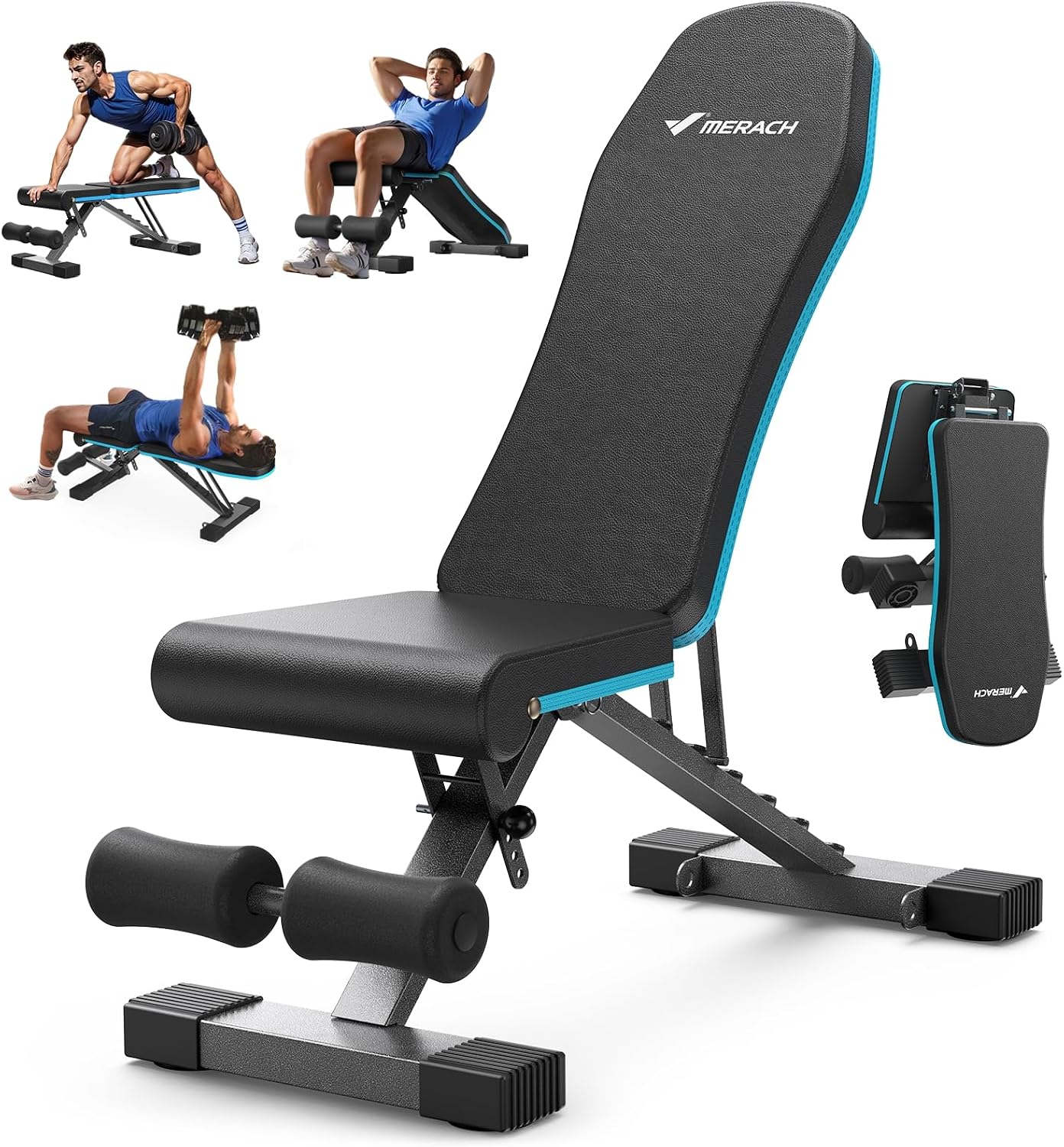 Weight Bench, Foldable Weight Benches for Home Gym with 990 LBS, Adjustable Weight Bench with 72 Training Angles