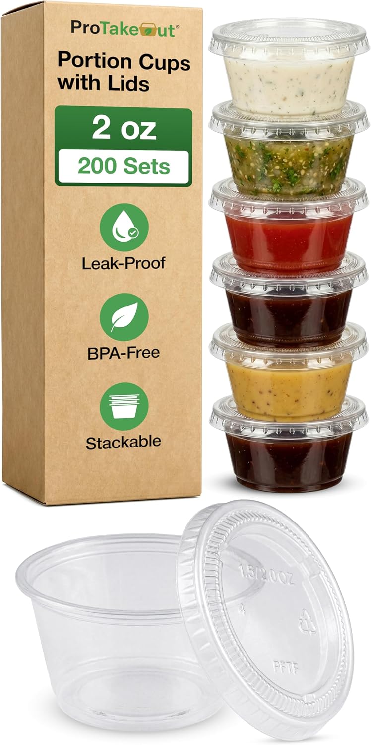 0.75-5.5 oz Plastic Portion Cups with Lids, 100-2000 Count, Dessert Cups with Lids, Jello Shot Cups with Lids, Small