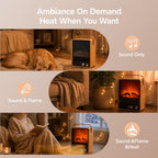 Electric Fireplace Heater, 3D Flame Effect & Sound (Oak)