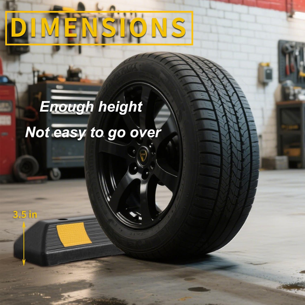 Heavy Duty Rubber Parking Stopper 2 Pack | 17.2"x4.6"x3.5" High Visibility Tire Parking Blocks with Bolt Mounting