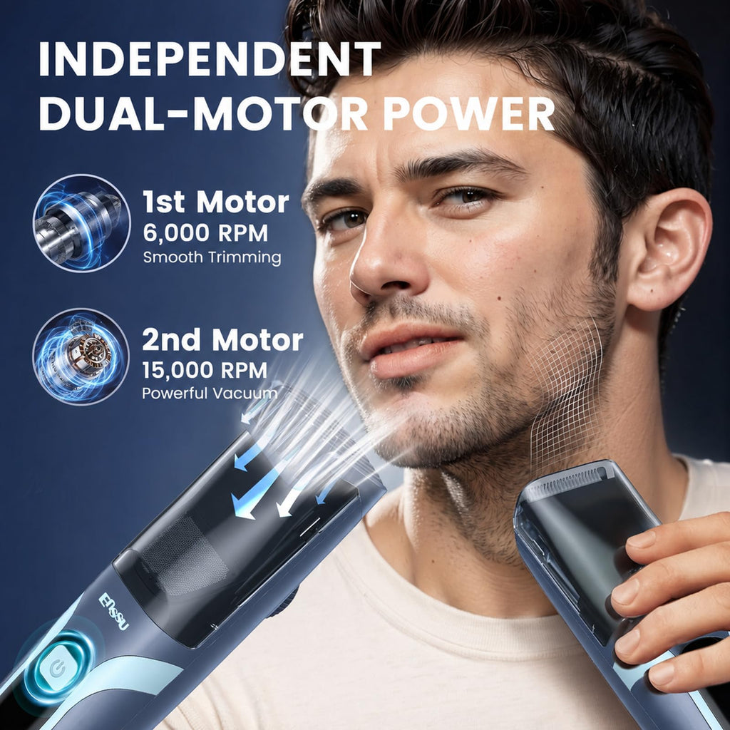 Vacuum Beard Trimmer for Men for Less Mess, Cordless Mustache Trimmer