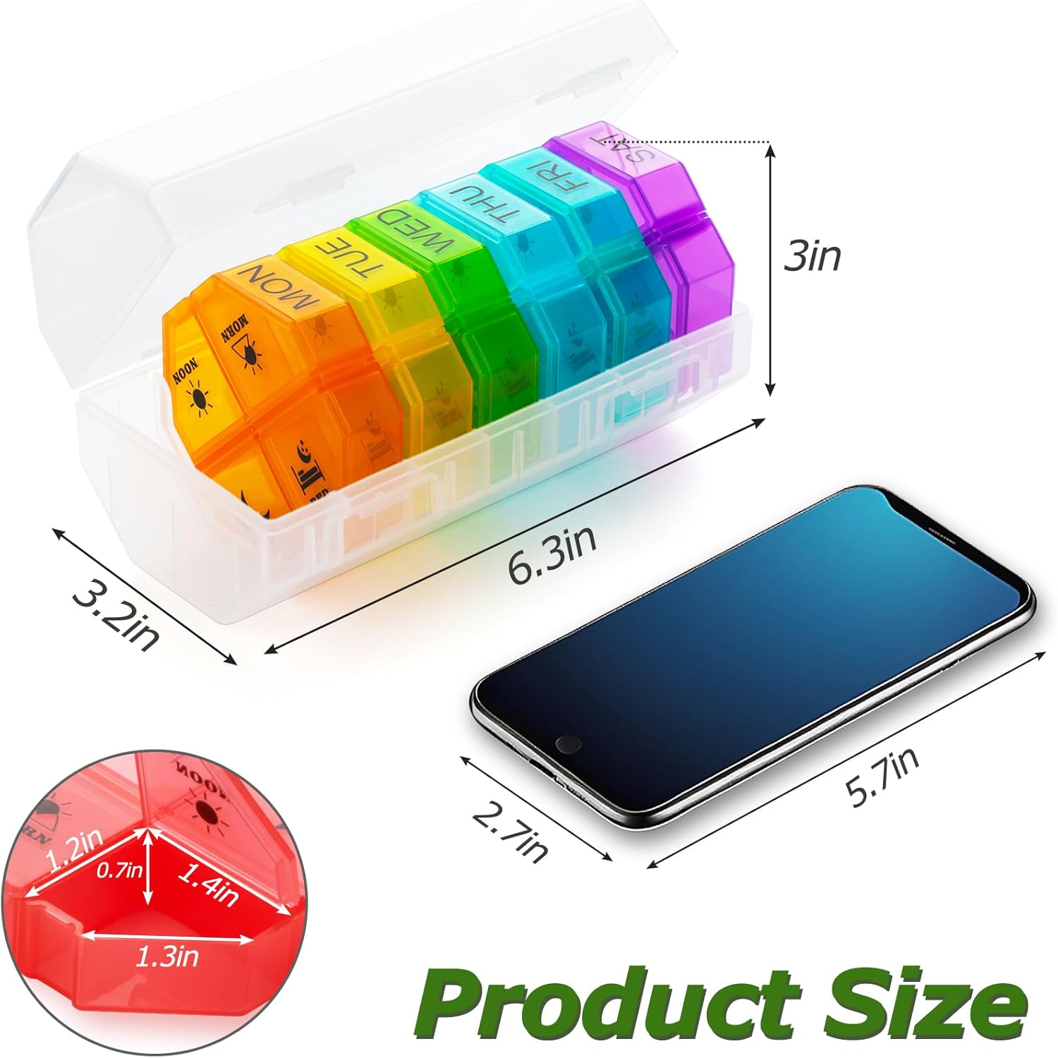 Weekly Pill Organizer 4 Times a Day, Large Pill Box 7 Day Daily Pill Case with 28 Extra Large Compartments Portable