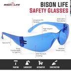 Blue Safety Glasses for Men & Women, ANSI Z87.1, 6 Pack