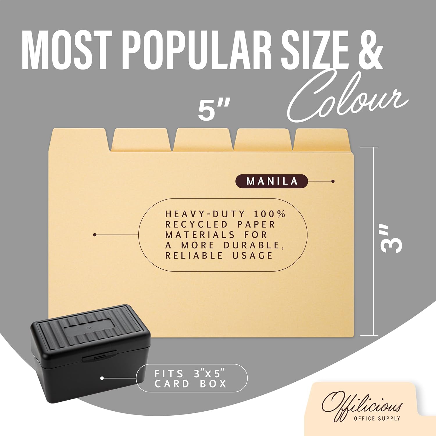 Index Card Dividers 3x5" — 100 Pcs of Cardboard Alphabet Dividers with 108 Stickers & Tabs for Index Card Organizer