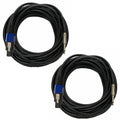Professional 2-Pack 25 Feet 12 Gauge Speakon to 1/4 Inch TS Speaker Cables | Heavy duty, low resistance, no signal