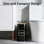 Small Bathroom Trash Can with Pop-up Lid, 2.1 Gallon, Black