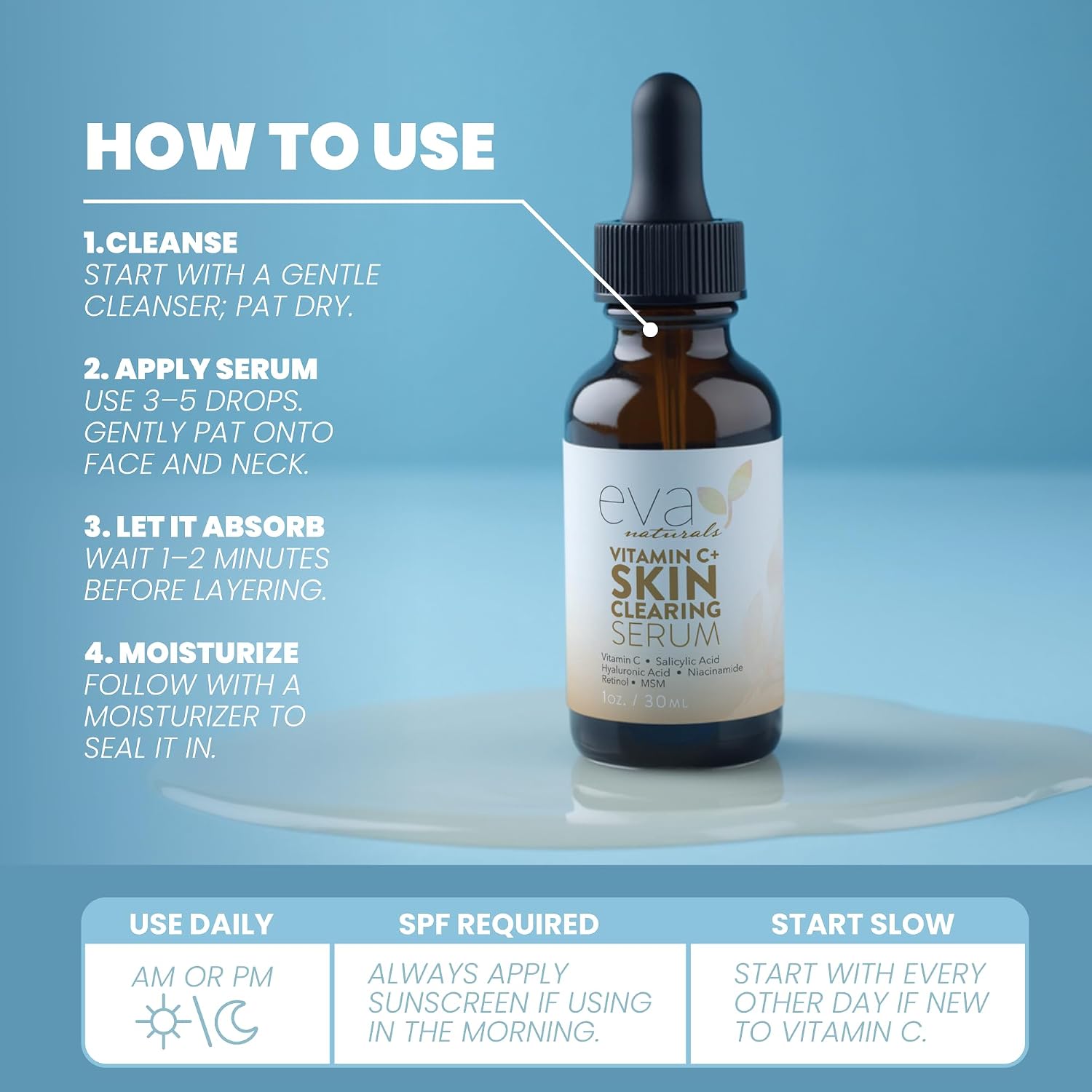Vitamin C Serum for Face with Retinol & Salicylic Acid – Skin Clearing Acne Spot Treatment with Niacinamide