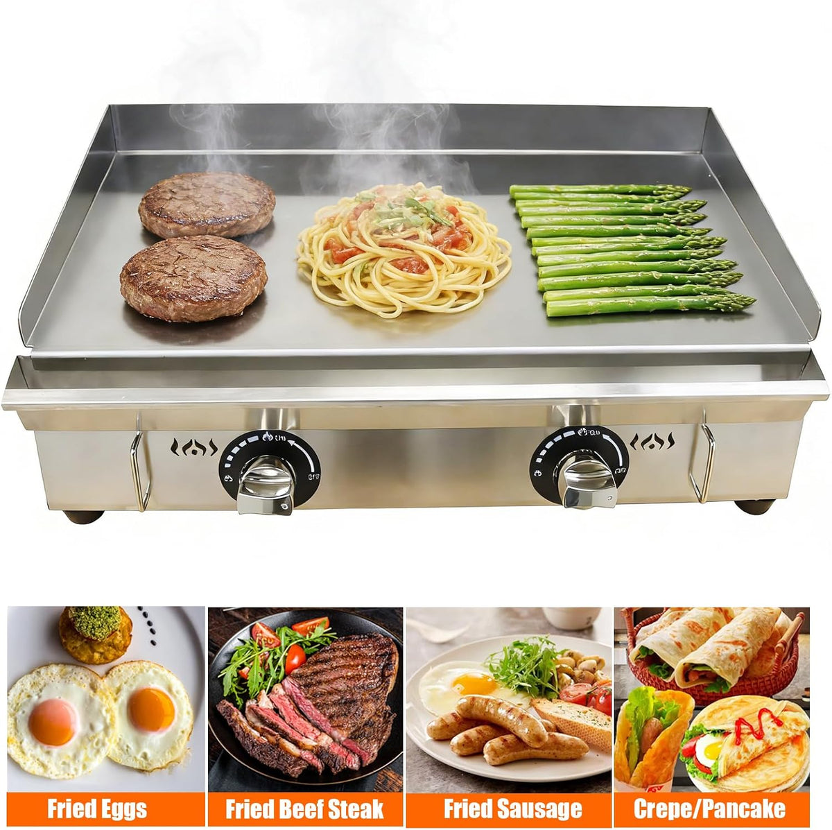 Commercial Countertop Griddle 2800Pa LPG Gas Grill Griddle