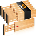 Dresser Drawer Organizers 6 Pack, 4.65'' High Adjustable from 12.5-17‘’ Bamboo Drawer Dividers for Clothing Baby