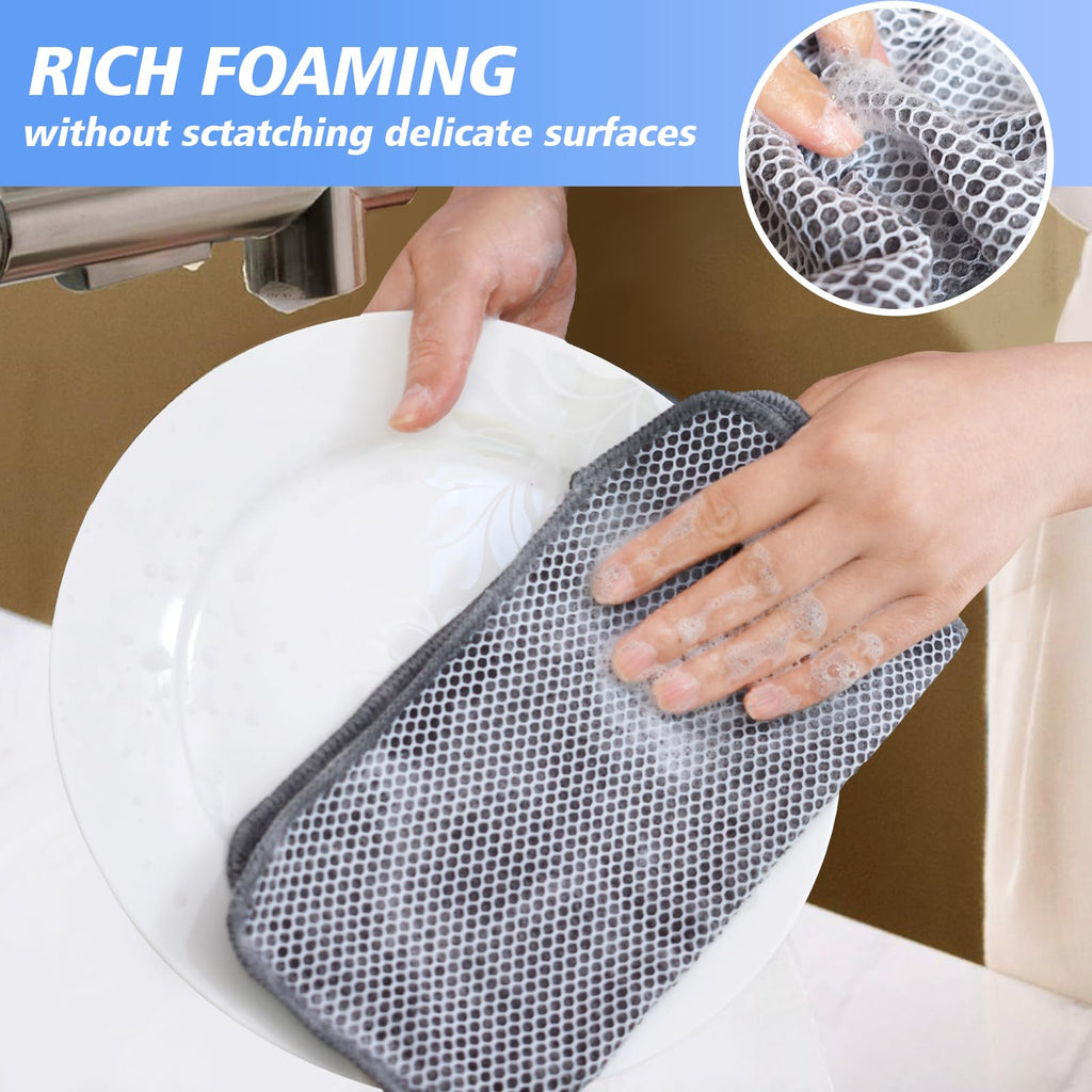 Kitchen Dish Washcloths Microfiber Gray with Poly Scour Scrub Side