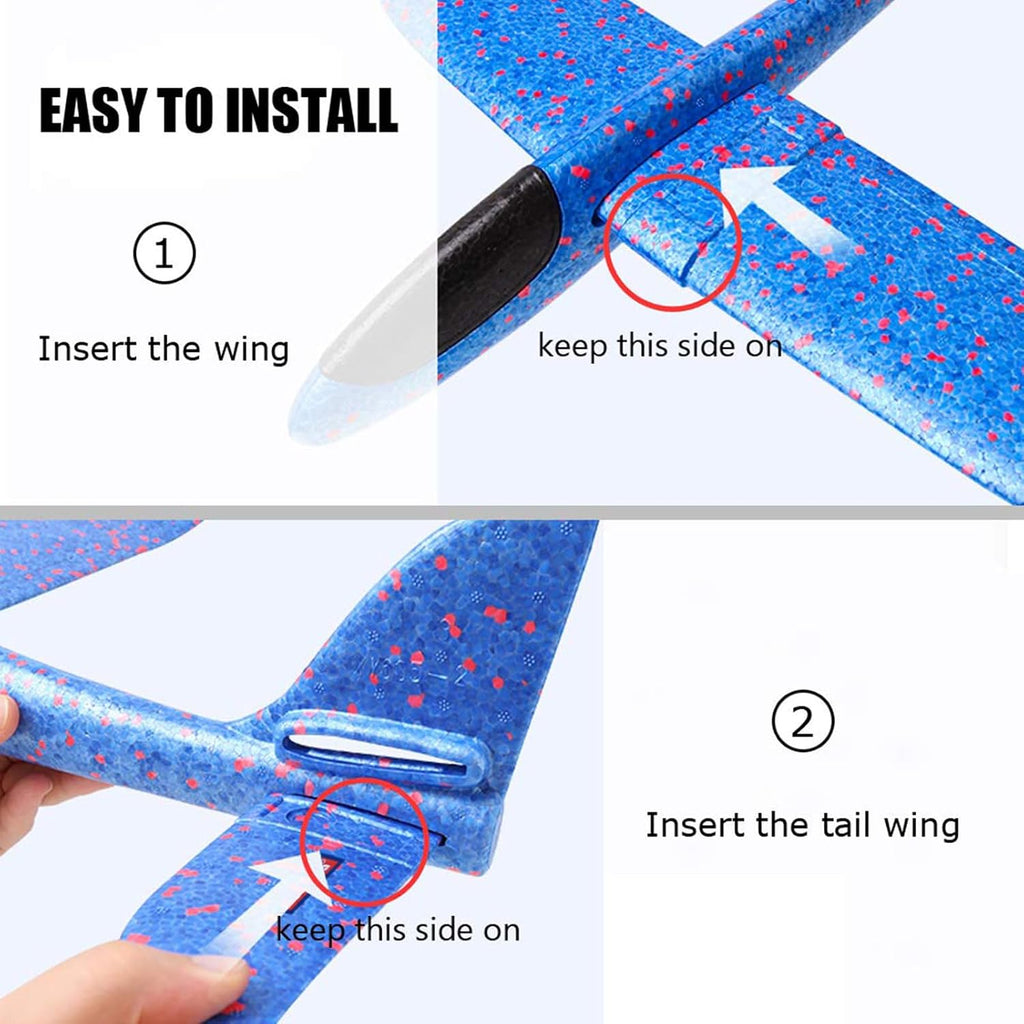 4 Pack Toy Airplanes, 17.5" Large Throwing Foam Plane, 2 Flight Mode, Aeroplane Gliders, Flying Aircraft, Gifts for 3
