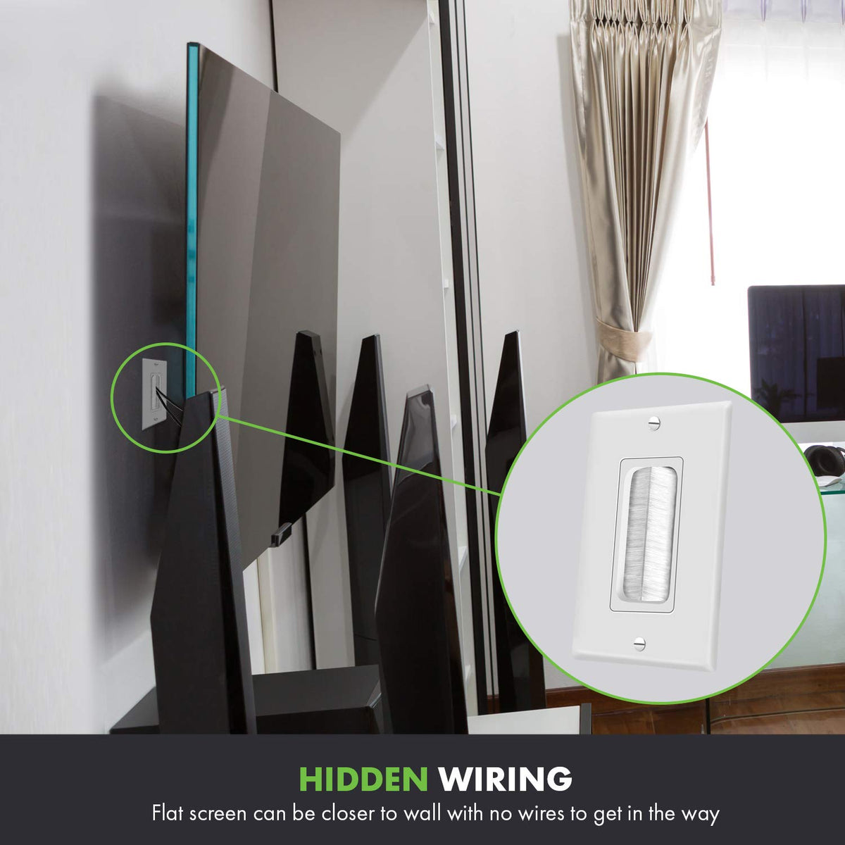 TOPGREENER 1-Gang Bristled Brush Pass-Through Wall Plate, 6-Pack