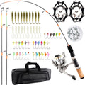 Ice Fishing Rod and Reel Combo Set Carbon Portable Complete Kit | with Tackle Bag Ice Jigs Ice Cleats Spinning Reels