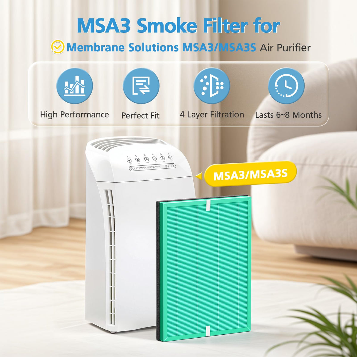 MSA3 Pet Odor Filter for Membrane Solutions MSA3,MSA3S Air Purifier