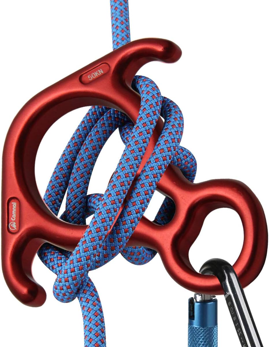 50KN Rescue Figure, 8 Descender Large Bent-Ear Belaying and Rappelling Gear Belay Device Climbing for Rock Climbing