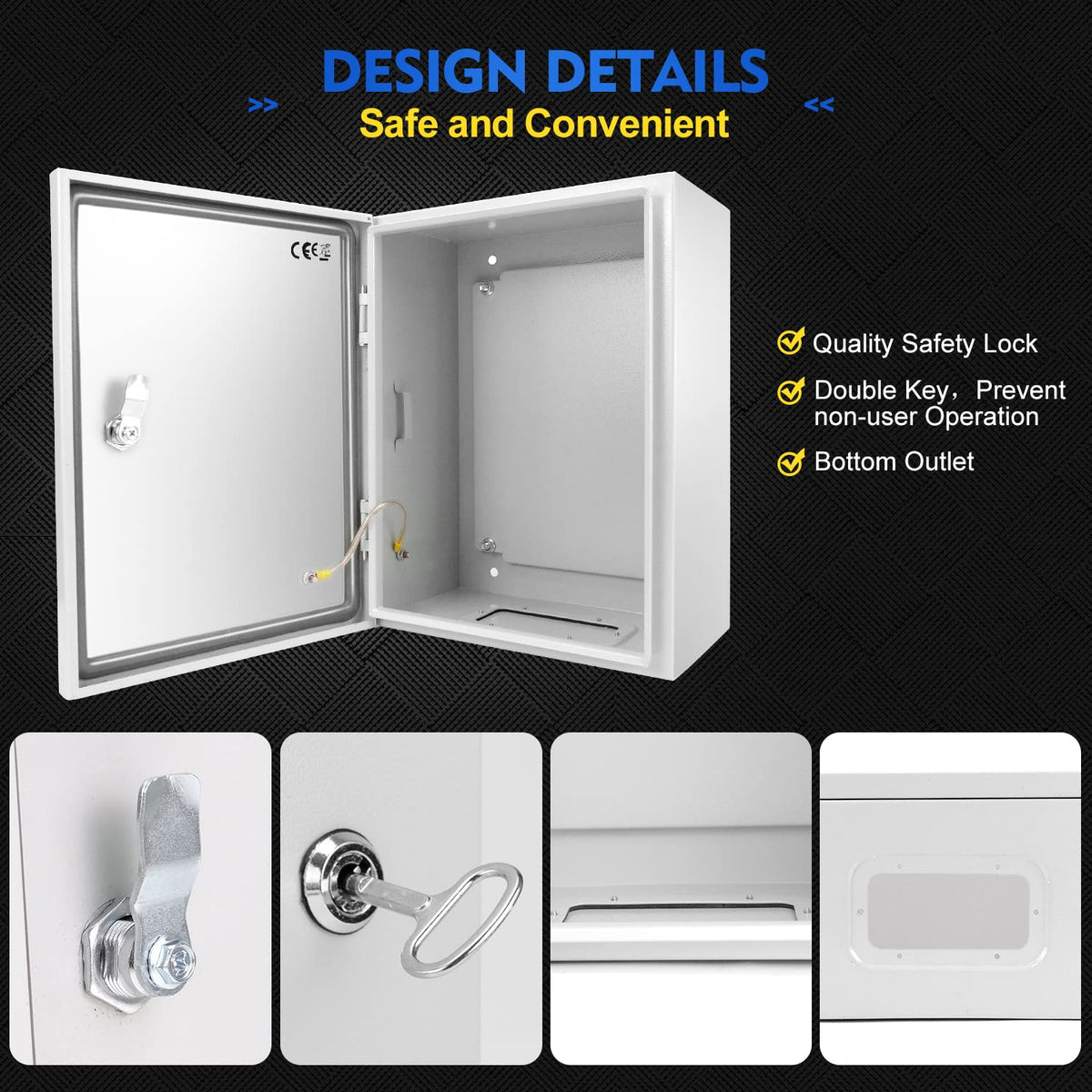 Tocretoare Outdoor Electrical Box, Steel Junction Box 12 x 10 x 6'', NEMA 4X Electrical Enclosure Box IP66 Waterproof & Dustproof, Universal Electrical Project Box with Lock & Mounting Plate