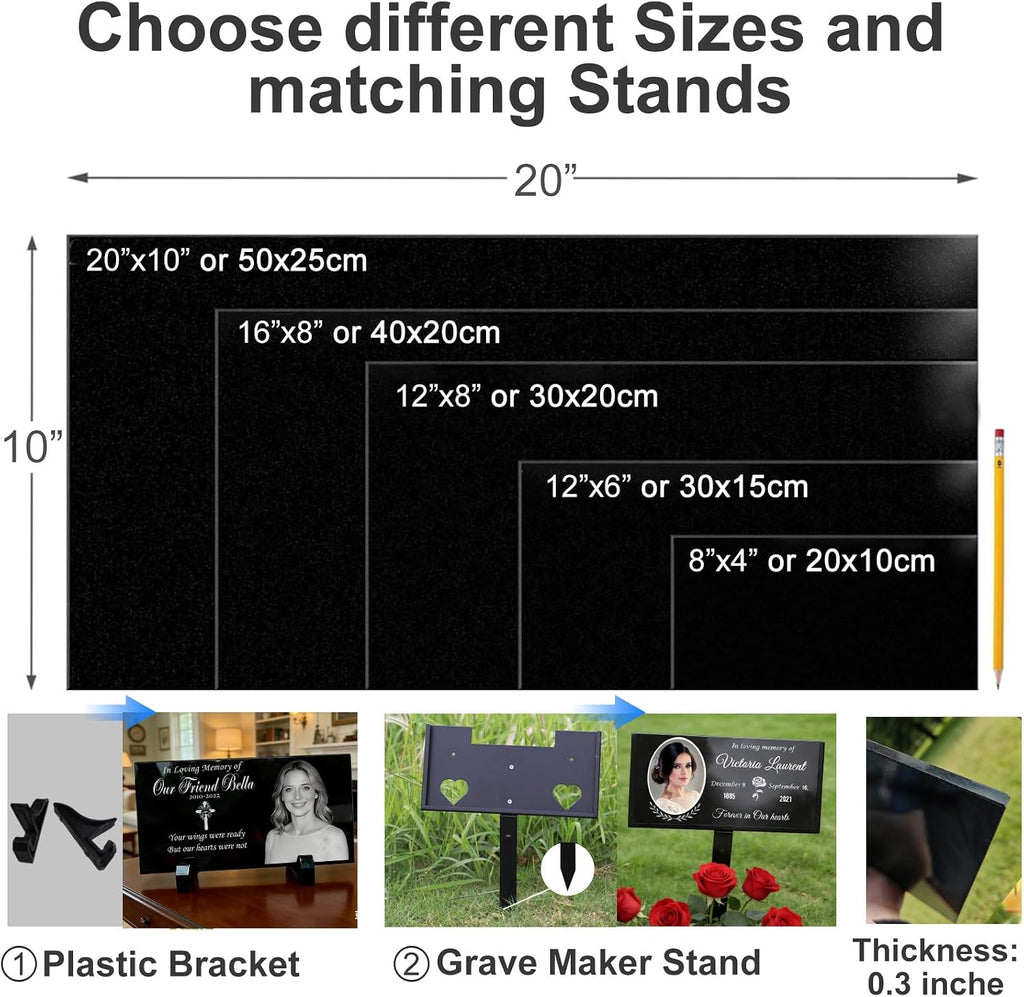 Headstones for Graves, Personalized Granite Memorial Stone,Grave Markers for Cemetery for Humans,Memorial Plaque for
