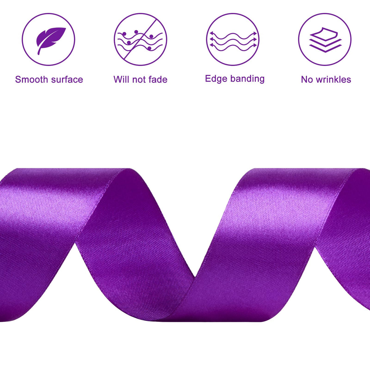 Purple Satin Ribbon, 1-1/2 Inches, 50 Yards