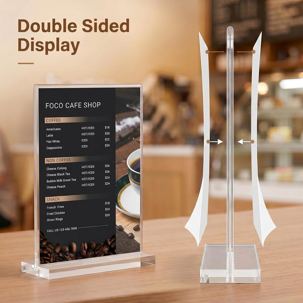 4x6 Acrylic Sign Holder,3Pack | Dual-Slot (Vertical Double-Sided/15° Single-Sided), Double-Sided Protective Film