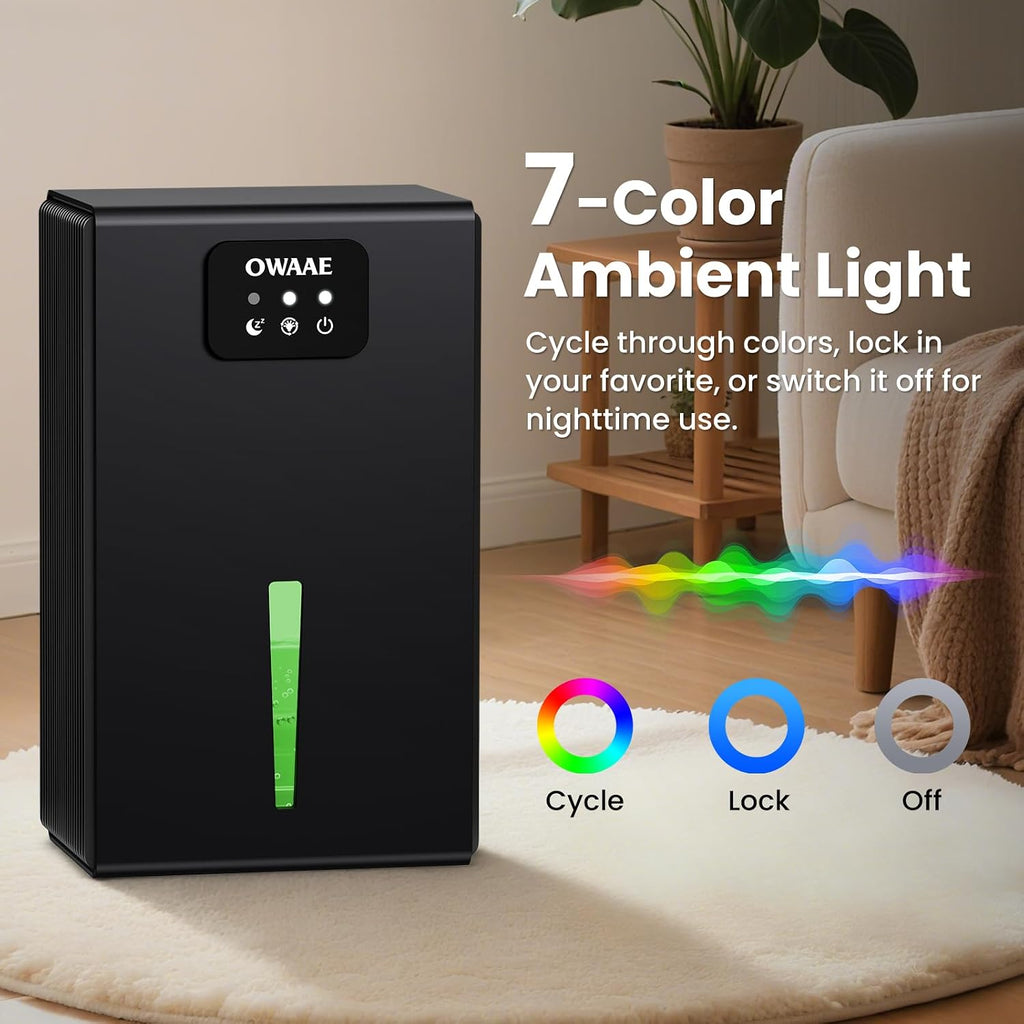 Dehumidifier for Home with Auto Shutoff Sleep Mode, 1000 Sq Ft | Quiet for Bedroom Basement Bathroom with Portable