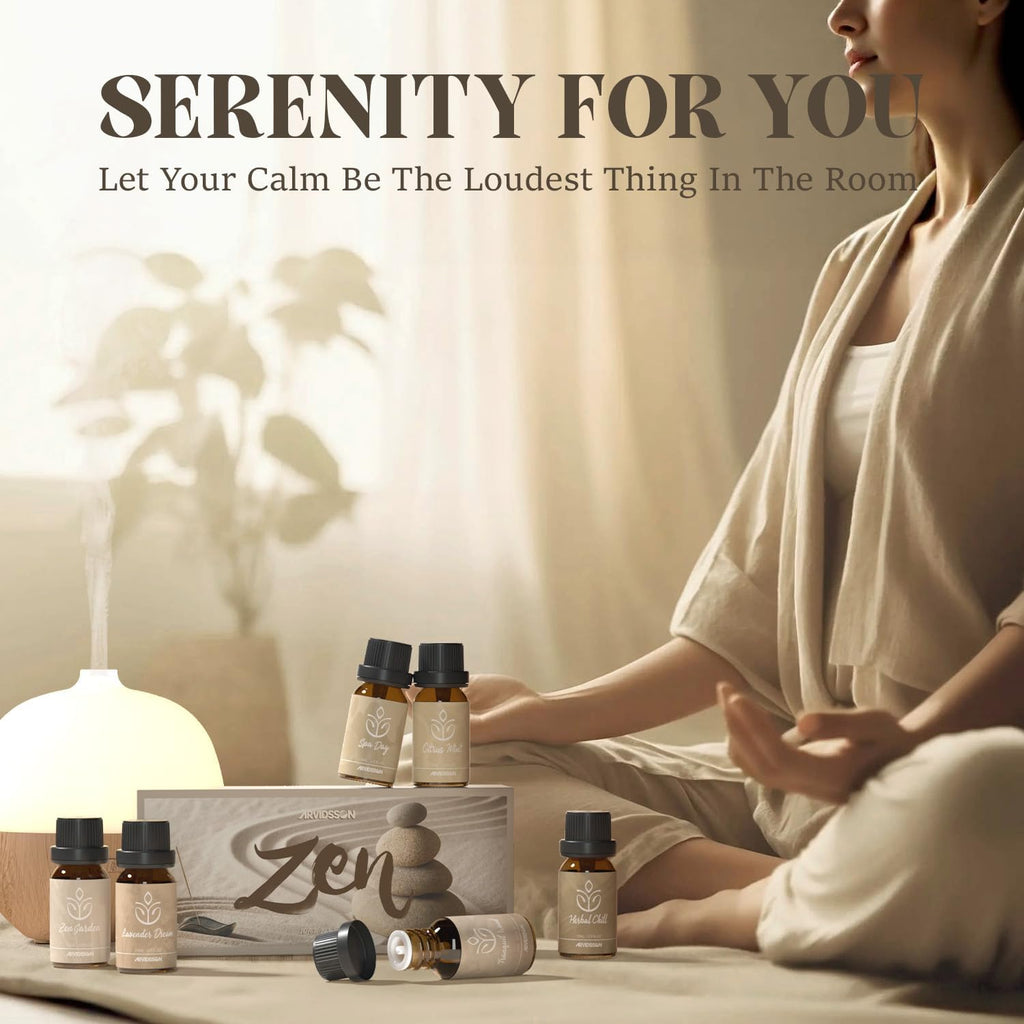 Zen Essential Oils Set, Nautal Tranquil Essential Oil for Diffusers for Home - Zen Garden, Lavender Dream, Serene