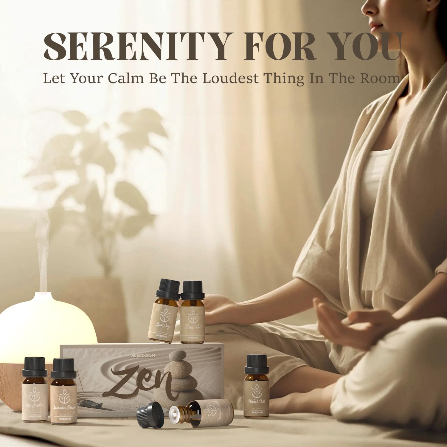 Zen Essential Oils Set, Nautal Tranquil Essential Oil for Diffusers for Home - Zen Garden, Lavender Dream, Serene