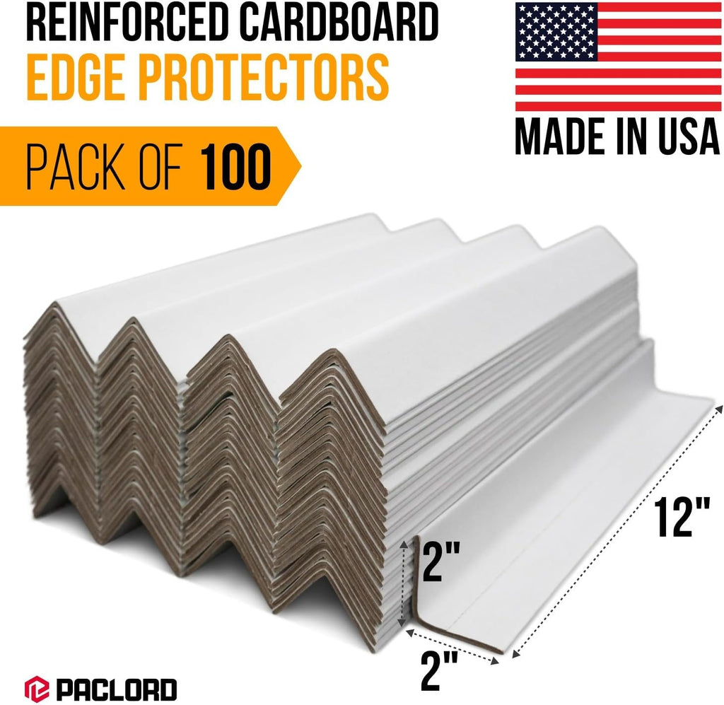 12" x 2" x 2" Cardboard Edge Protectors, 0.12" Thick, Pack of 100