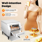 300Pcs/H Conveyor Toaster, 2200W Commercial Conveyor Belt Toaster, 110V 7-Bread Colors Select, 7 Levels Adjustable