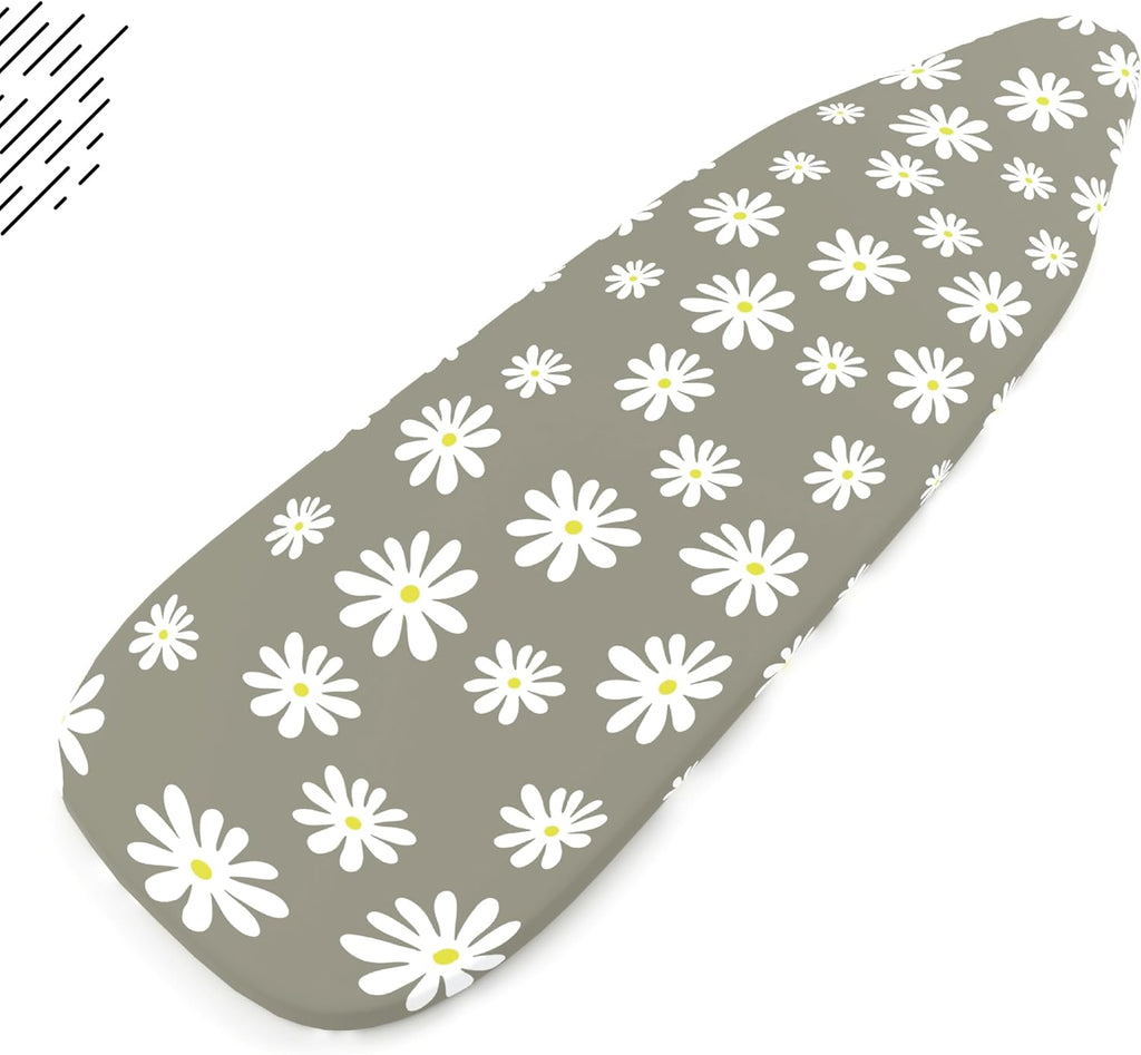 Ironing Board Cover and Pad, Thick Felt 42"x14" | Daisy Grey, 100% Cotton Surface | Scorch & Stain Resistant | Heavy