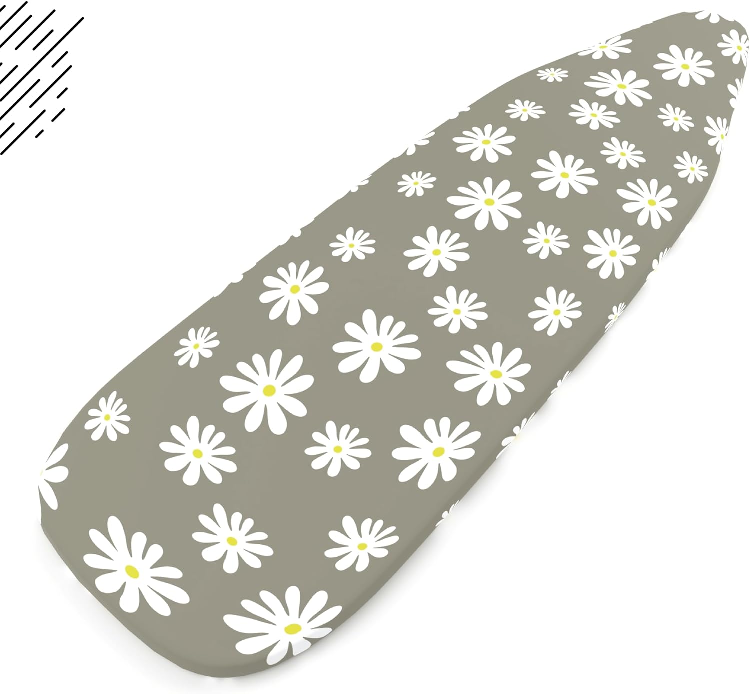 Ironing Board Cover and Pad, Thick Felt 42"x14" | Daisy Grey, 100% Cotton Surface | Scorch & Stain Resistant | Heavy