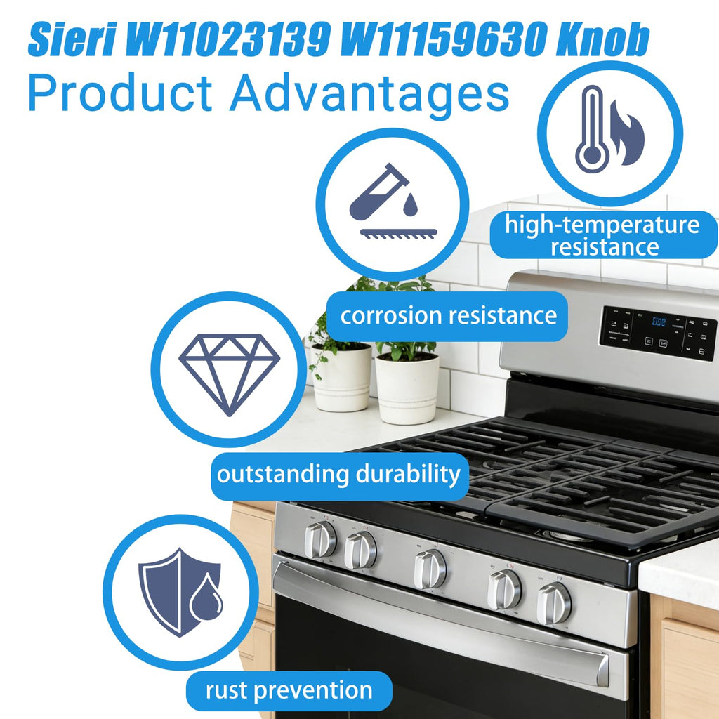 Sieri WFG535S0LZ1 WFG535S0LS1 WFG525S0JS1 Knobs for Whirlpool Stove（1/2D）
