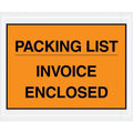 Orange Adhesive Side Loading Packing List Document Envelopes "Packing List/Invoice Enclosed", 4 1/2" x 5 1/2" for