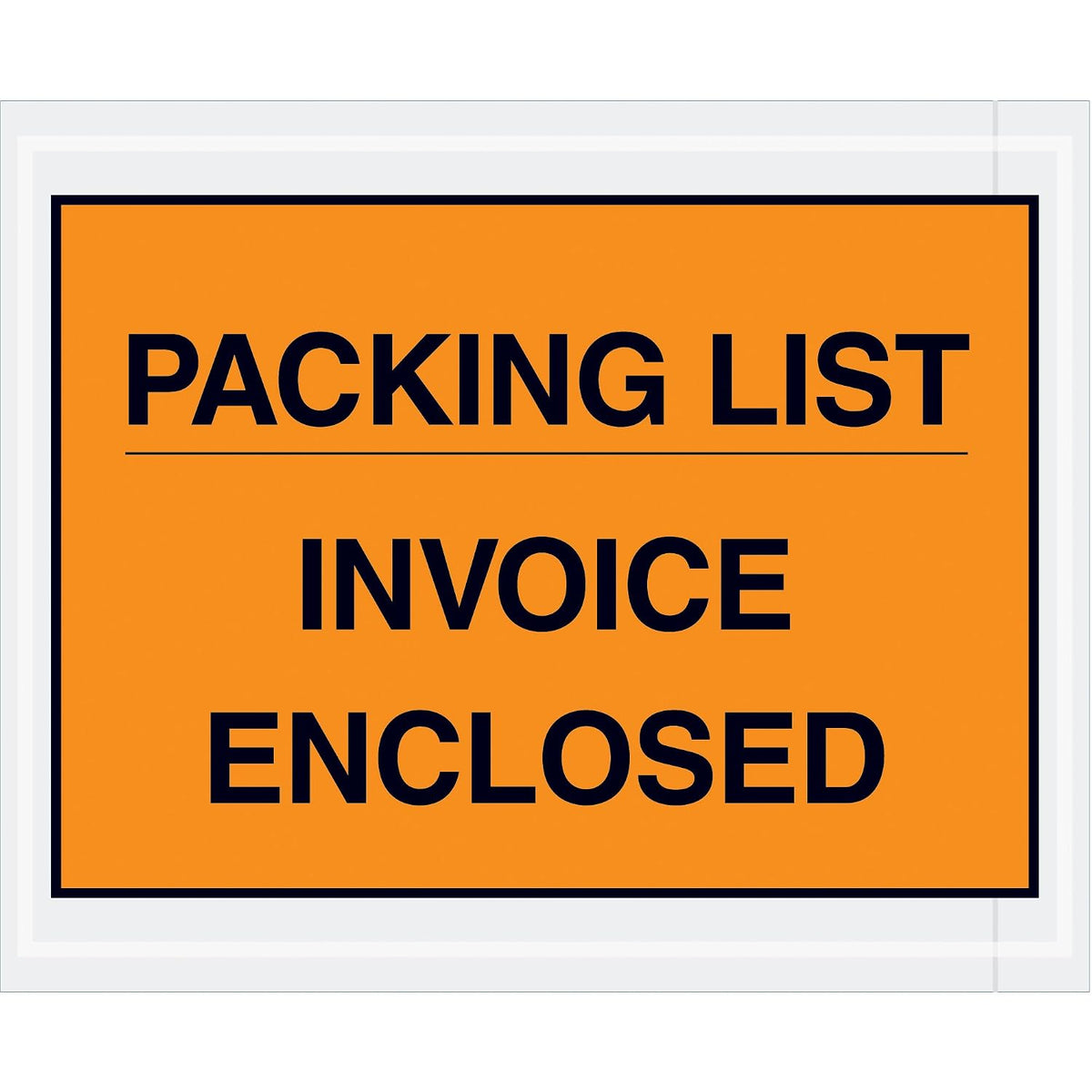 Orange Adhesive Side Loading Packing List Document Envelopes "Packing List/Invoice Enclosed", 4 1/2" x 5 1/2" for
