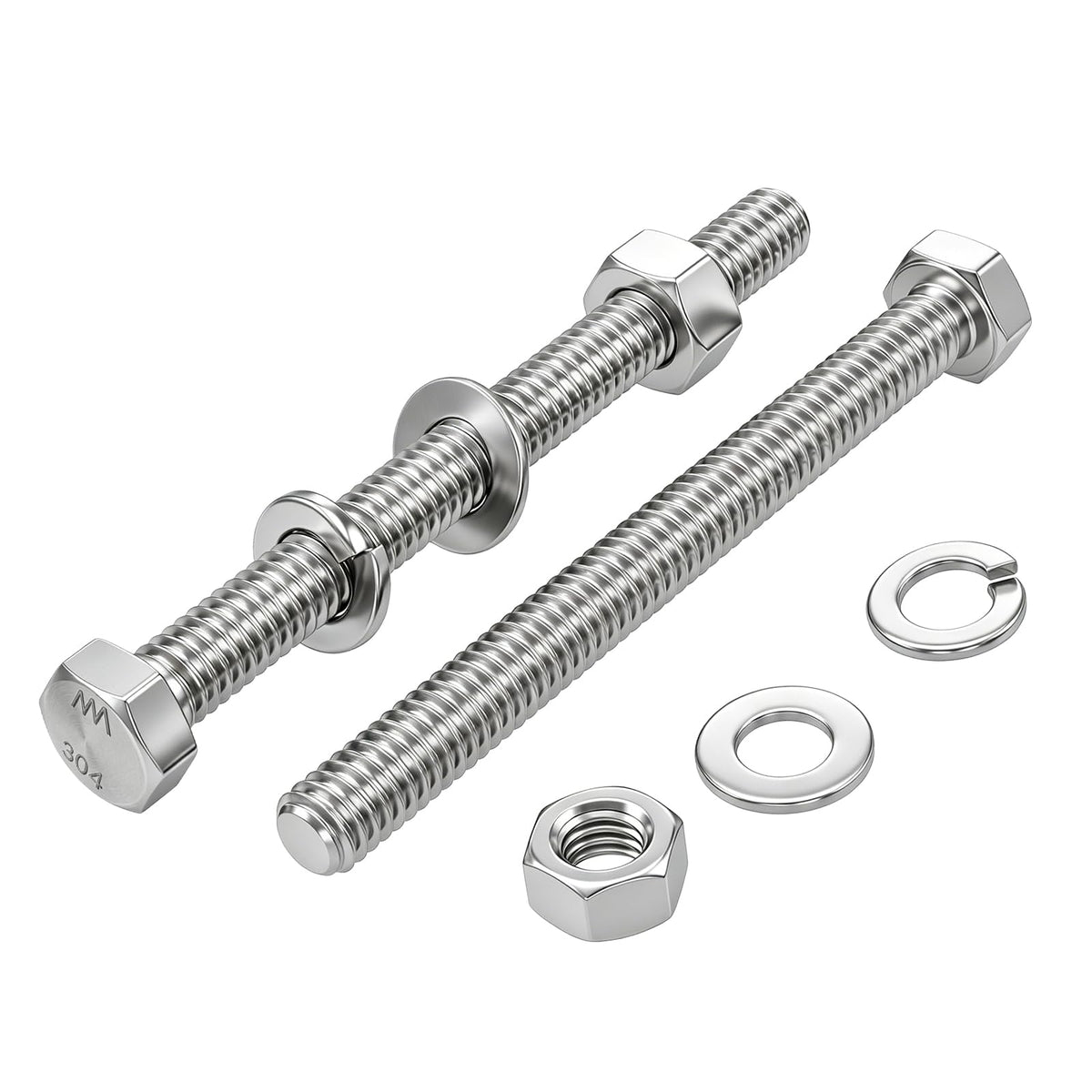 7 Sets 5/16-18x5 Bolt and Nut Set, Flat & Lock Washers Included,28PCS
