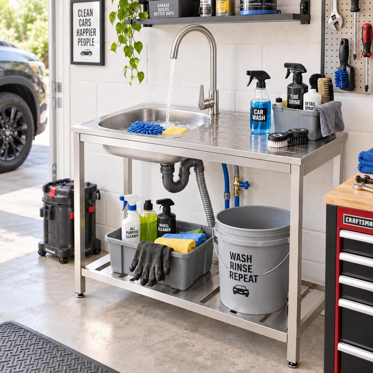 Stainless Steel Utility Sink, Freestanding Commercial Outdoor Utility Sink